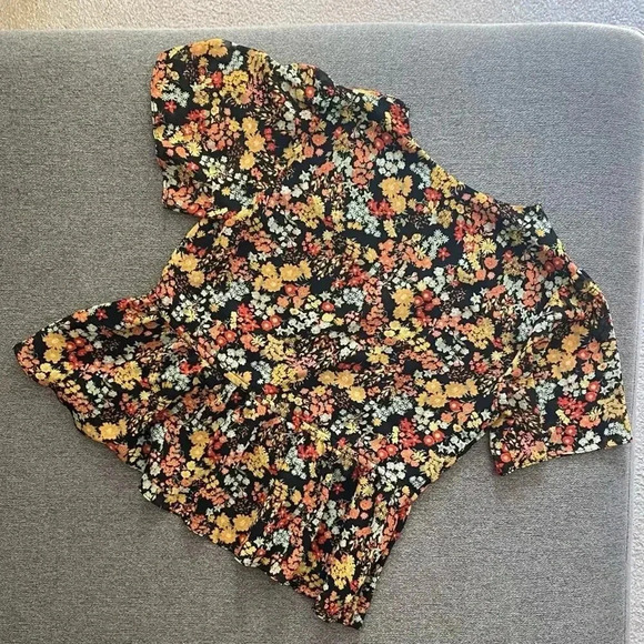 Madewell Short Sleeve Peplum Wrap Floral Blouse Top XXS - Picture 4 of 10